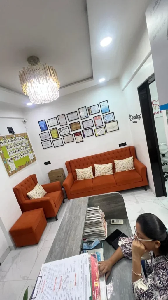 Front desk and waiting lounge at The Smile Makers Dental Clinic