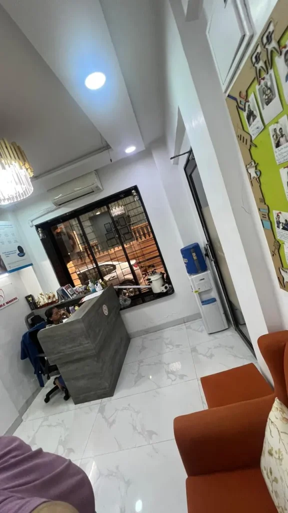Reception desk at The Smile Makers Dental Clinic, Khar West, Mumbai