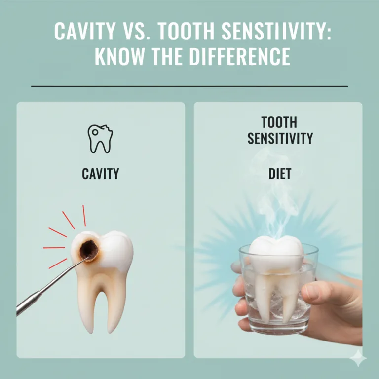 Infographic comparing cavity and tooth sensitivity