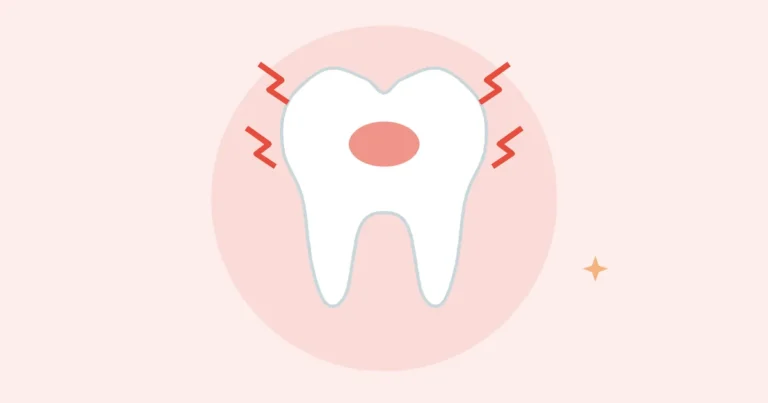 Illustration of a painful tooth with red pain lines around it